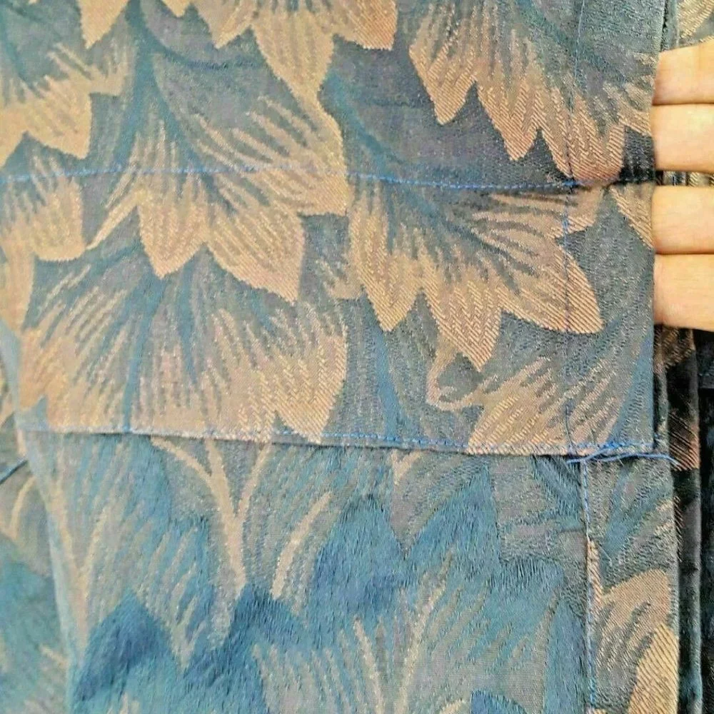 Vtg mid century STATEMENT curtain navy brown 160
